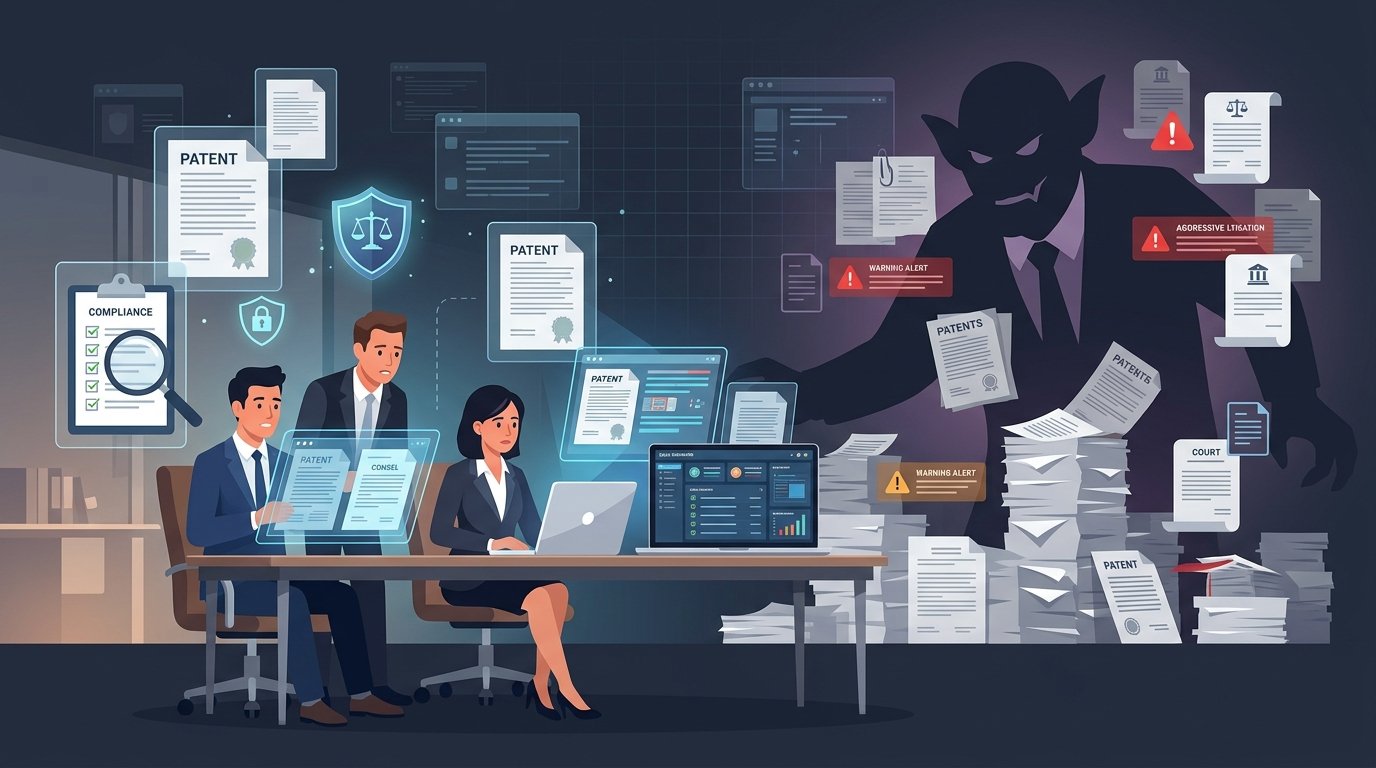 Illustration of patent troll threat 202605061242